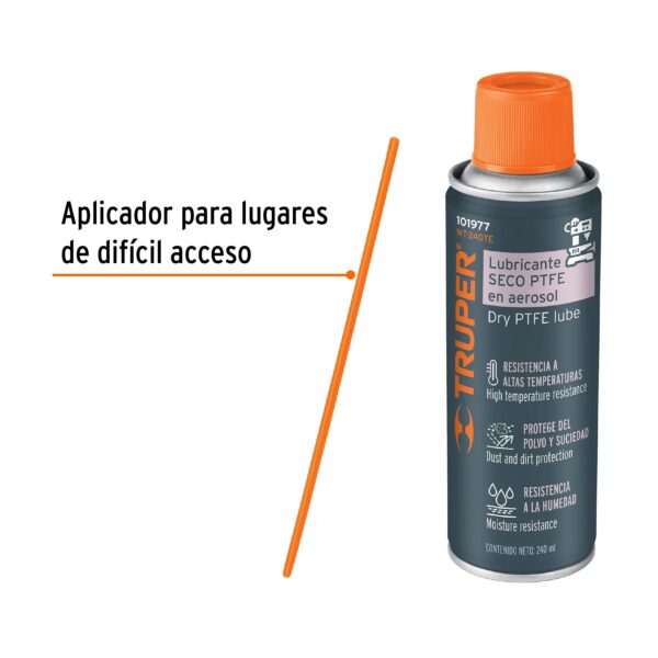 Lubricante seco PTFE en aerosol 240 ml, Truper - Imagen 2